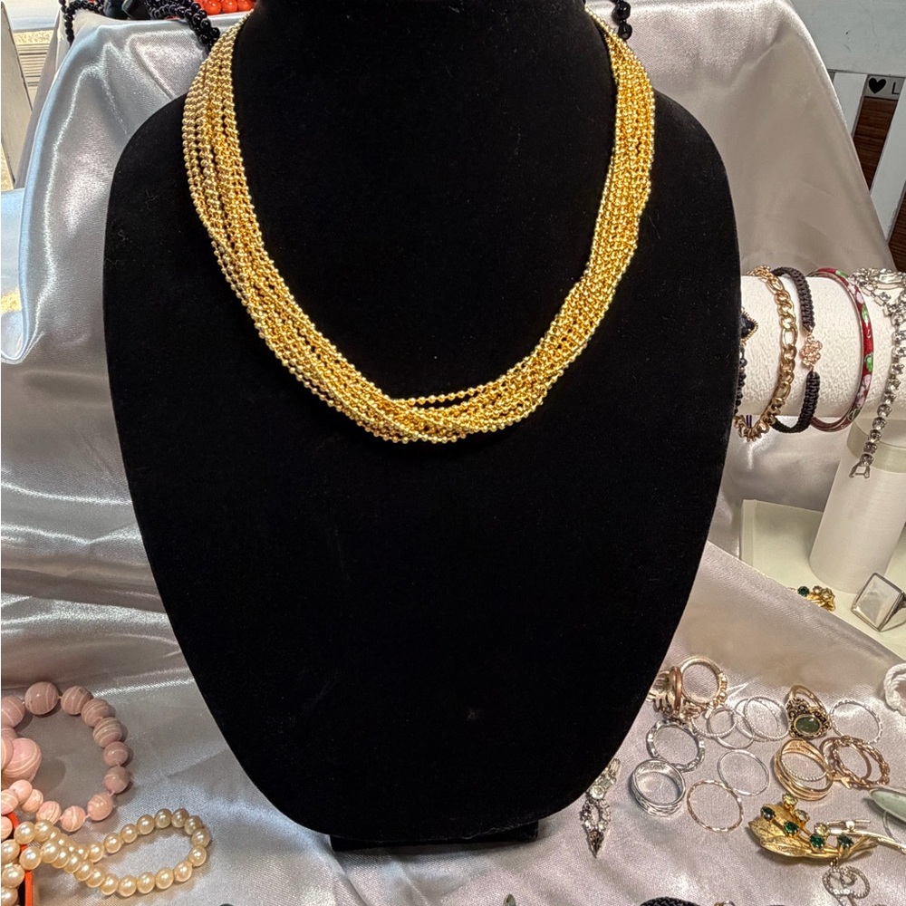Gold Multi-Strand Twisted Necklace - Women Jewelry
